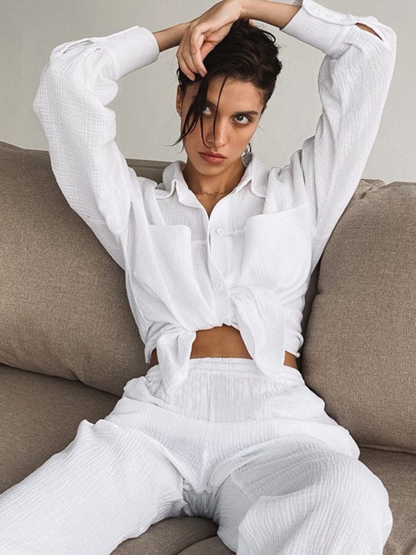 Minimalist Cotton Two Piece Pants Set - Image 4