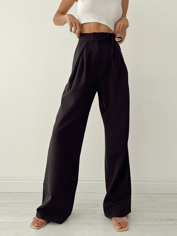 Palazzo Tied Wide Leg Dress Pants - Image 6