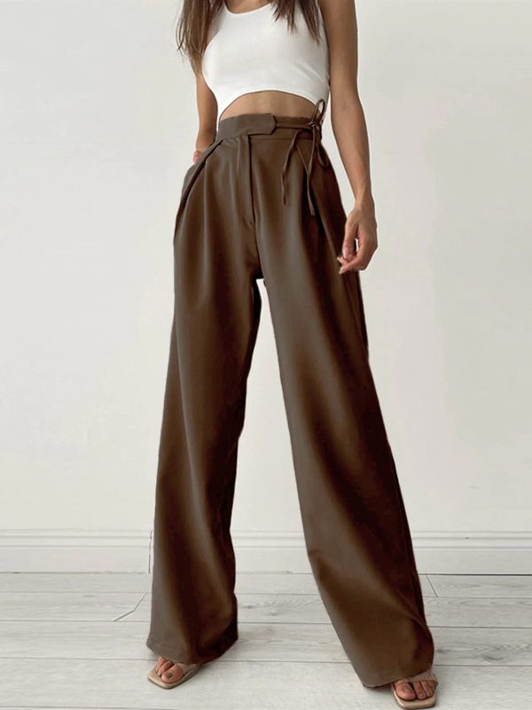 Palazzo Tied Wide Leg Dress Pants - Image 8