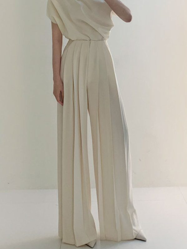 Pleated High Waist Wide Leg Pants - Image 3