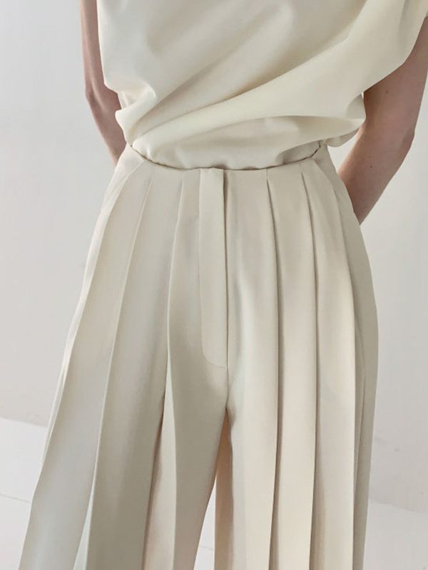 Pleated High Waist Wide Leg Pants - Image 4