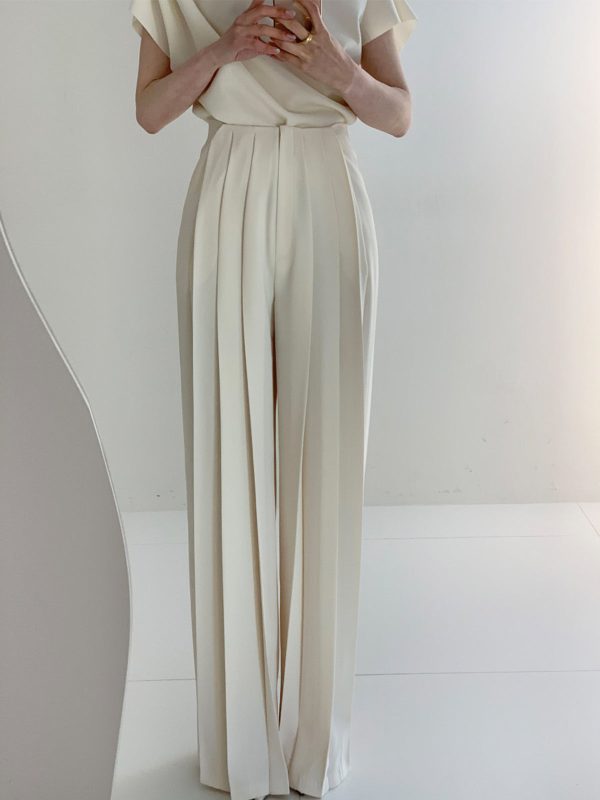 Pleated High Waist Wide Leg Pants - Image 6