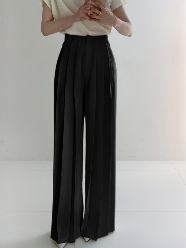 Pleated High Waist Wide Leg Pants - Image 8