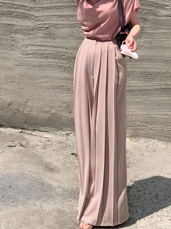 Pleated High Waist Wide Leg Pants - Image 9