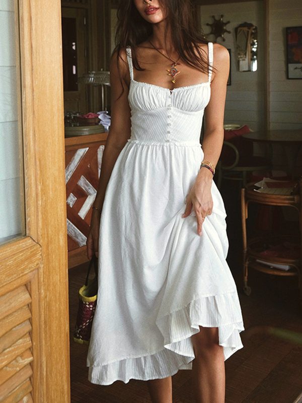 Ruffle Hem Cami Plain Midi Dress - Image 5