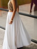 Linen Pleated Maxi Skirt