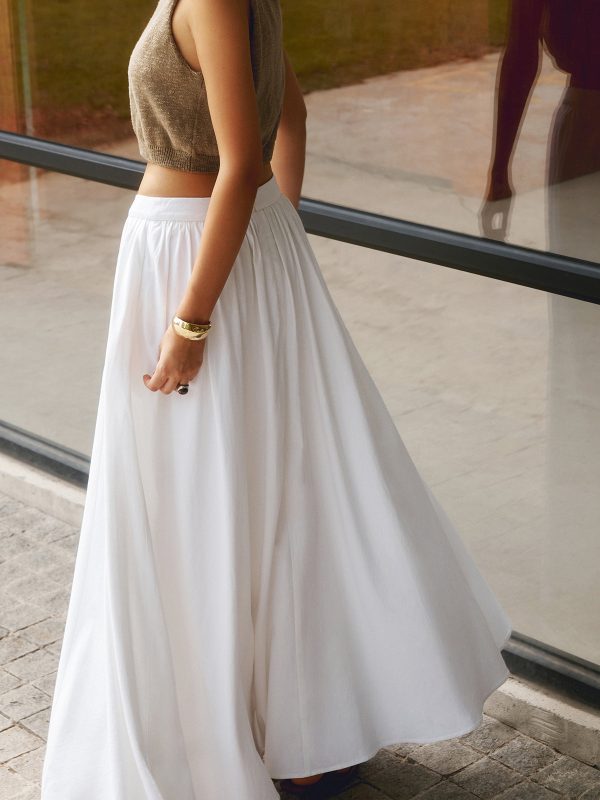 Linen Pleated Maxi Skirt - Image 5