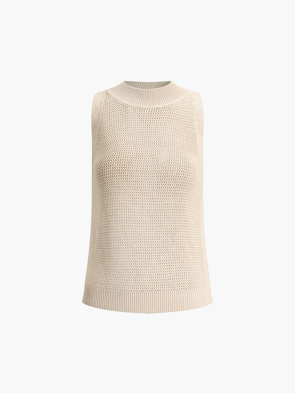 Knit Hollow Solid Tank Top - Image 9