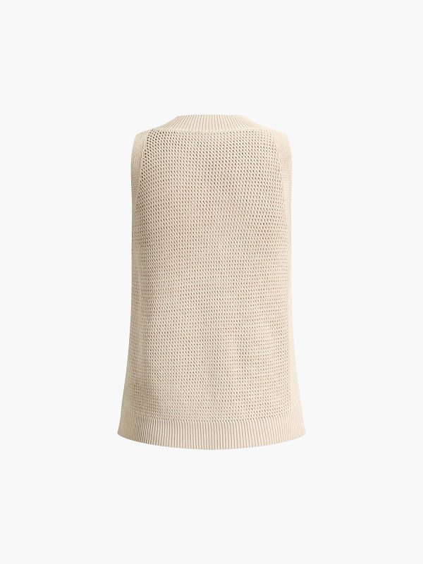 Knit Hollow Solid Tank Top - Image 10