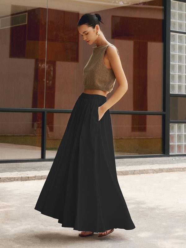 Linen Pleated Maxi Skirt - Image 6