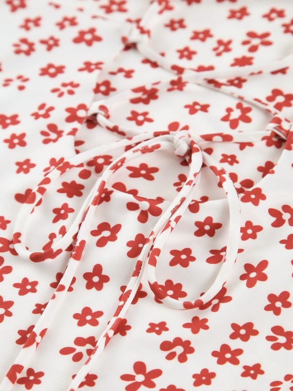 Strappy Floral Print Crisscross Flowy Long Sundress - Image 4