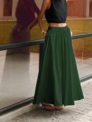 Linen Pleated Maxi Skirt