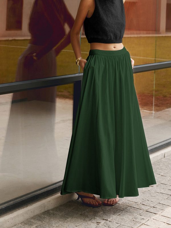Linen Pleated Maxi Skirt - Image 9