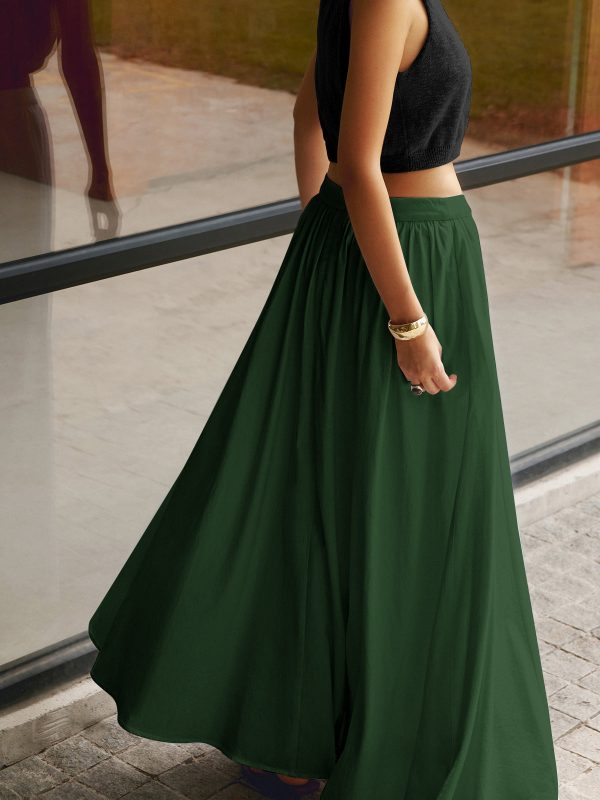 Linen Pleated Maxi Skirt - Image 8