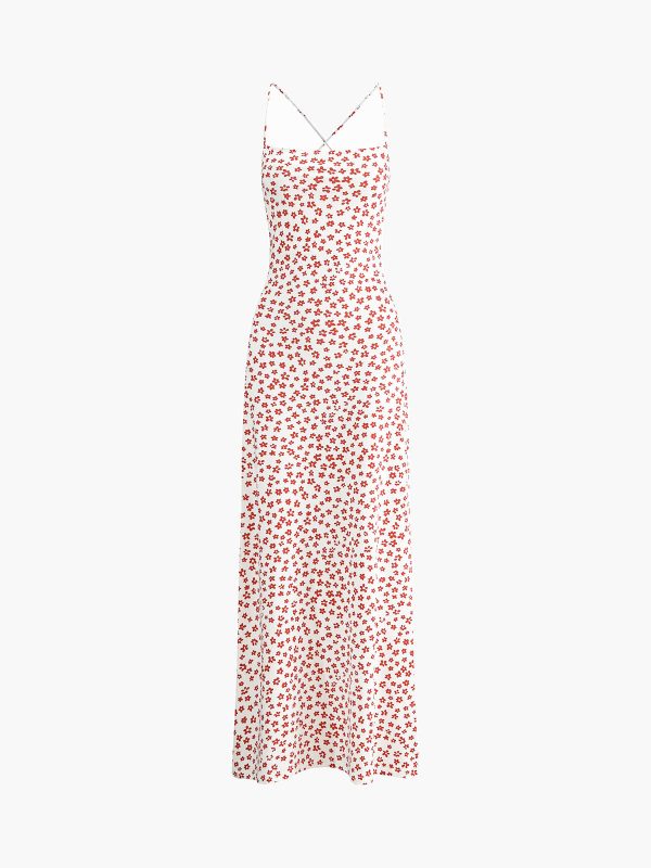 Strappy Floral Print Crisscross Flowy Long Sundress - Image 2