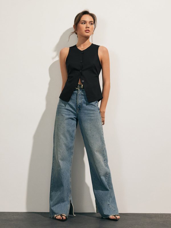 Linen Blends Button Up Tank Top - Image 5