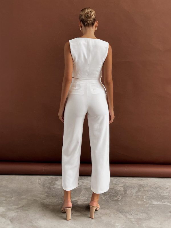 Solid  Asymmetrical Straight Leg Pants Set - Image 3