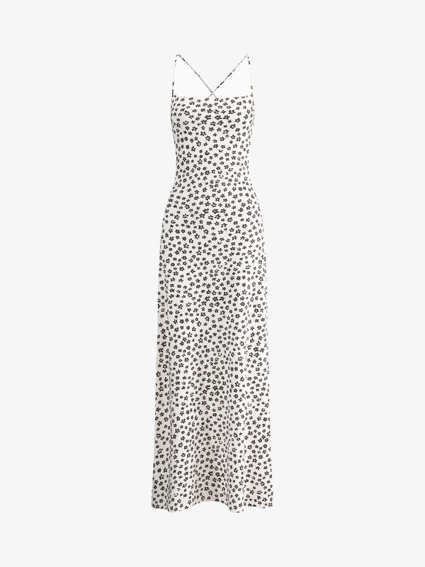 Strappy Floral Print Crisscross Flowy Long Sundress - Image 6