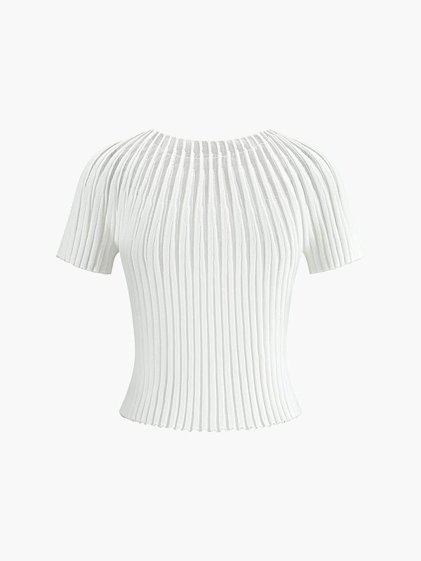 Plain Short Sleeve Knit Top - Image 12