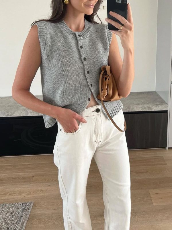 Casual Button Up Sweater Vest - Image 7
