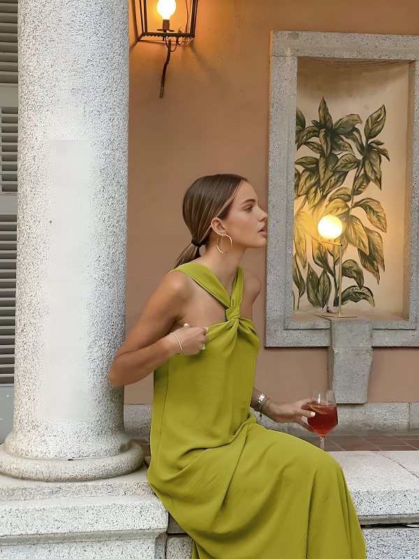Cross Halter Split Long Dress - Image 2