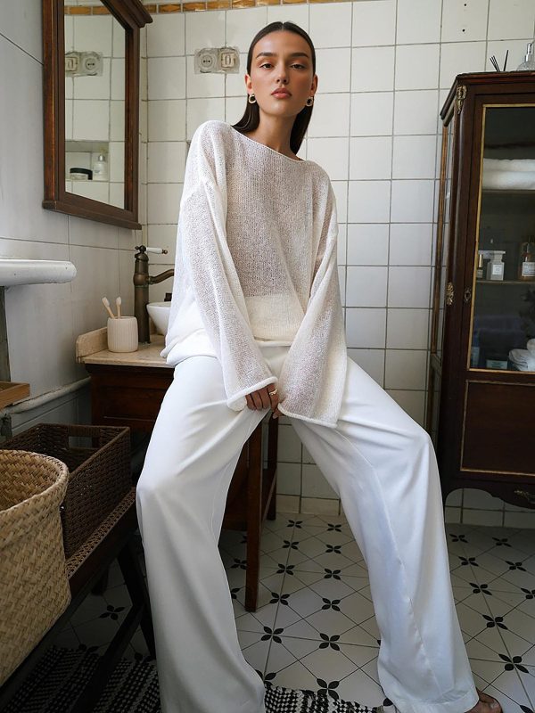 Hollow Draped Snug Knit Top - Image 3