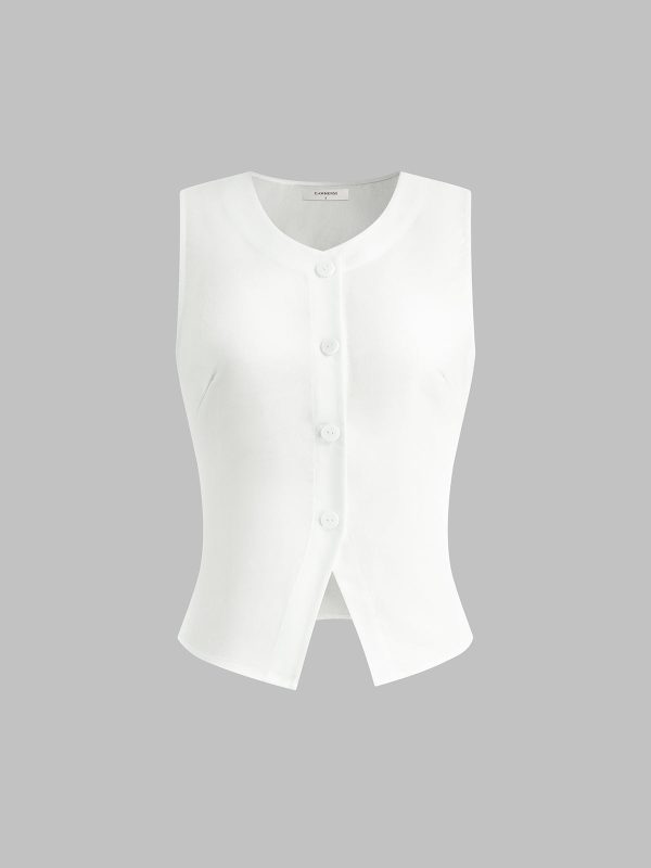 Linen Blends Button Up Tank Top - Image 6