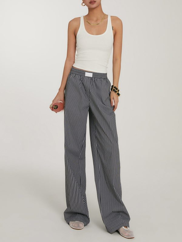 Casual Striped Wide Leg Pants - Image 4