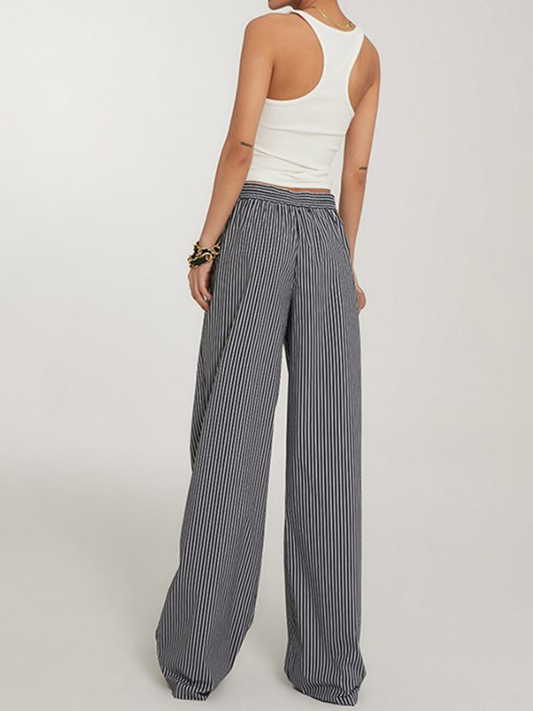 Casual Striped Wide Leg Pants - Image 2