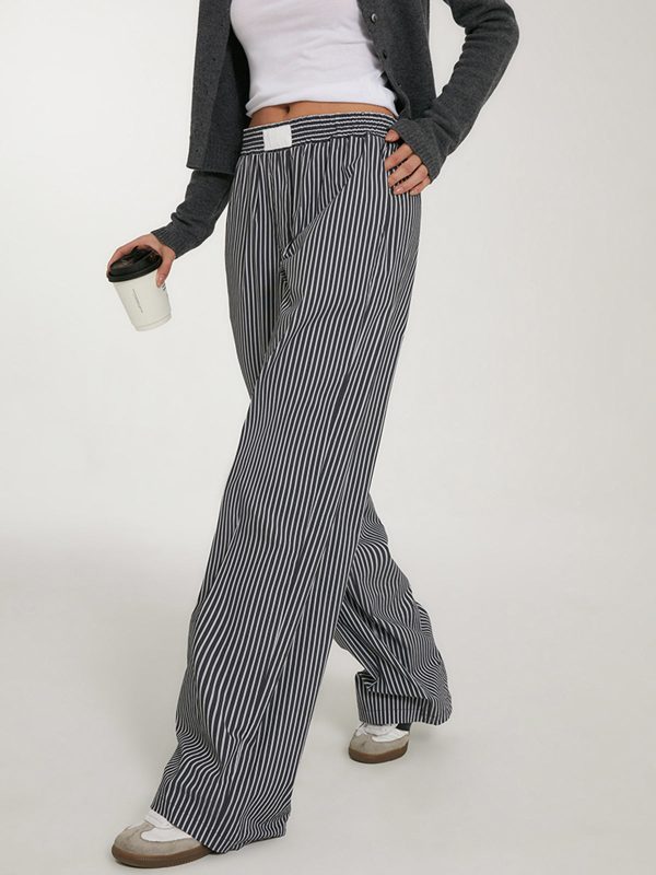 Casual Striped Wide Leg Pants - Image 3