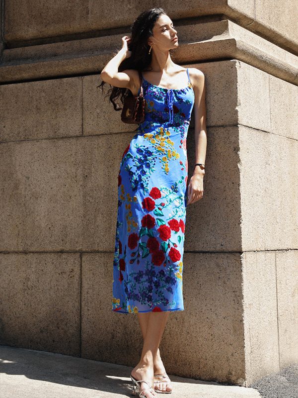 Printed Spaghetti Strap Midi Dress - Image 3