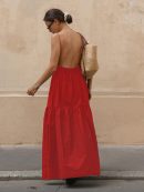 Solid Backless Long Dress