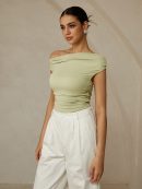 Asymmetrical Neck Sleeveless T-Shirt