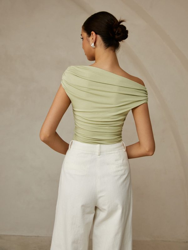Asymmetrical Neck Sleeveless T-Shirt - Image 3
