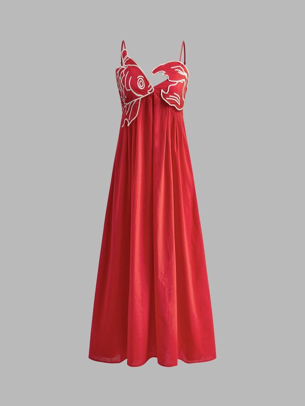 Embroidered Fish Semi-Sheer Cami Dress - Image 6