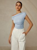 Asymmetrical Neck Sleeveless T-Shirt