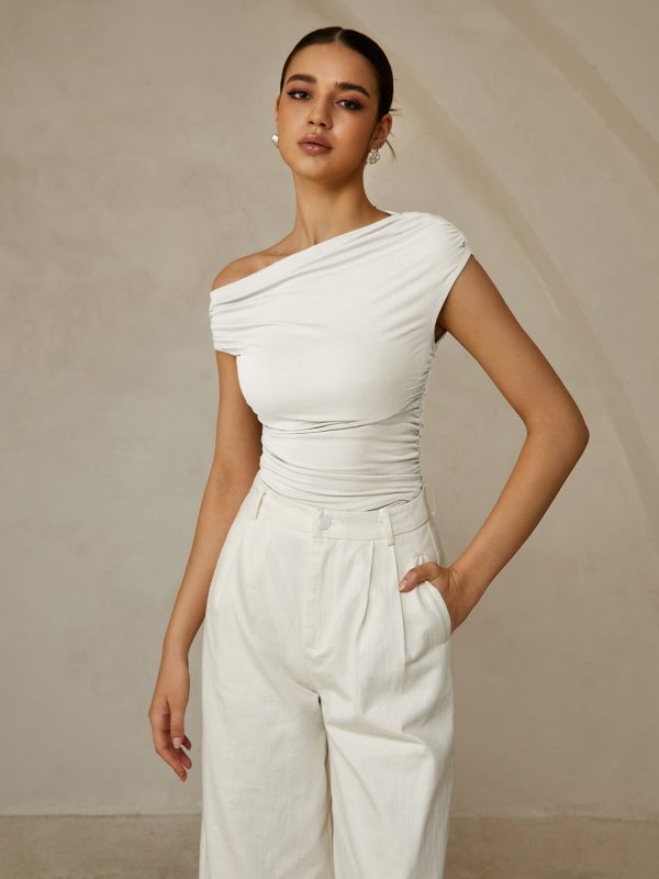 Asymmetrical Neck Sleeveless T-Shirt - Image 7