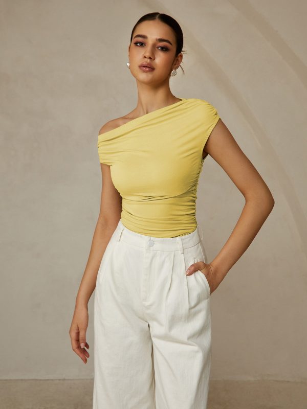 Asymmetrical Neck Sleeveless T-Shirt - Image 9