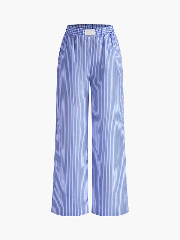 Casual Striped Wide Leg Pants - Image 6