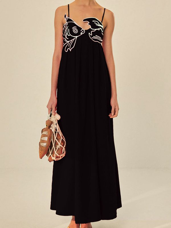 Embroidered Fish Semi-Sheer Cami Dress - Image 7