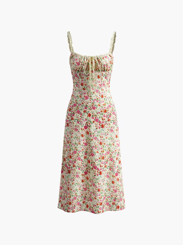 Floral Print Trim Cami Midi Dress - Image 6