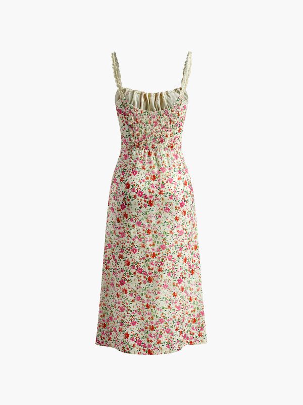 Floral Print Trim Cami Midi Dress - Image 7