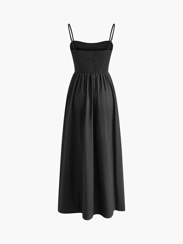 Cotton Sleeveless Pockets Cutout Long Dress - Image 3