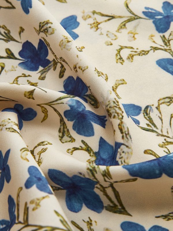 Floral Print Knotted Irregular Hem Long Dress - Image 8