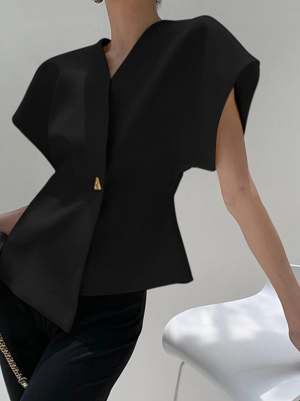 Trendy V-Neck Button Down Blouse - Image 6
