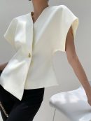 Trendy V-Neck Button Down Blouse