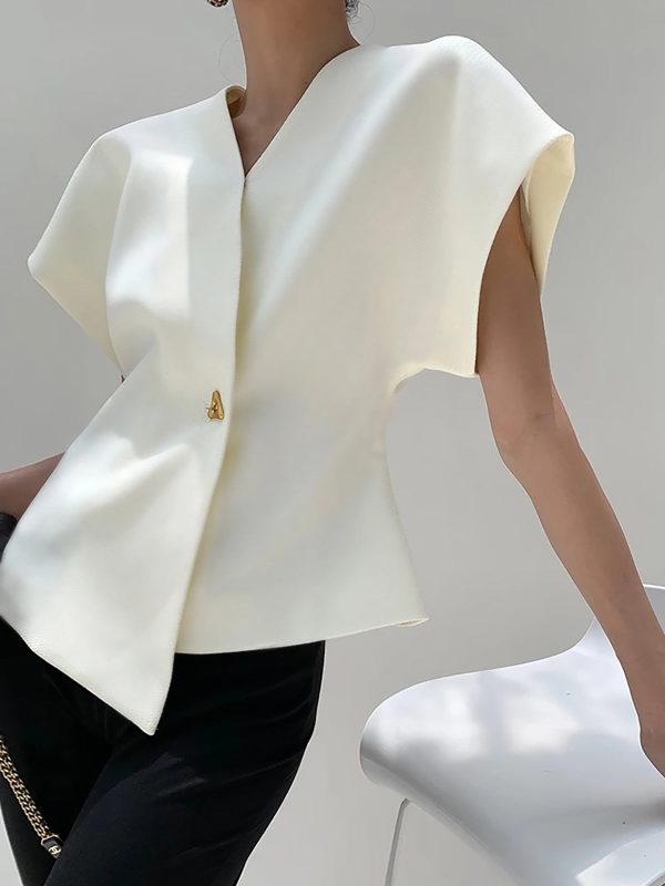 Trendy V-Neck Button Down Blouse - Image 4
