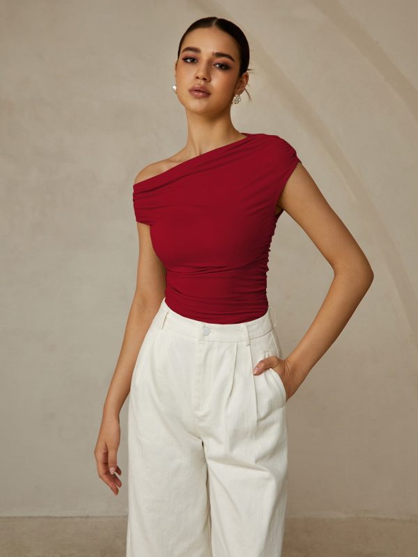 Asymmetrical Neck Sleeveless T-Shirt - Image 10