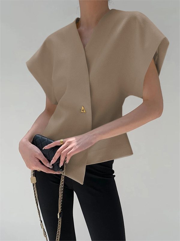 Trendy V-Neck Button Down Blouse - Image 8