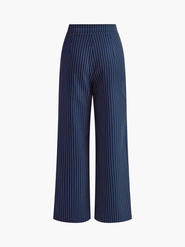 Pinstripe Pleated Wide-Leg Pants - Image 6